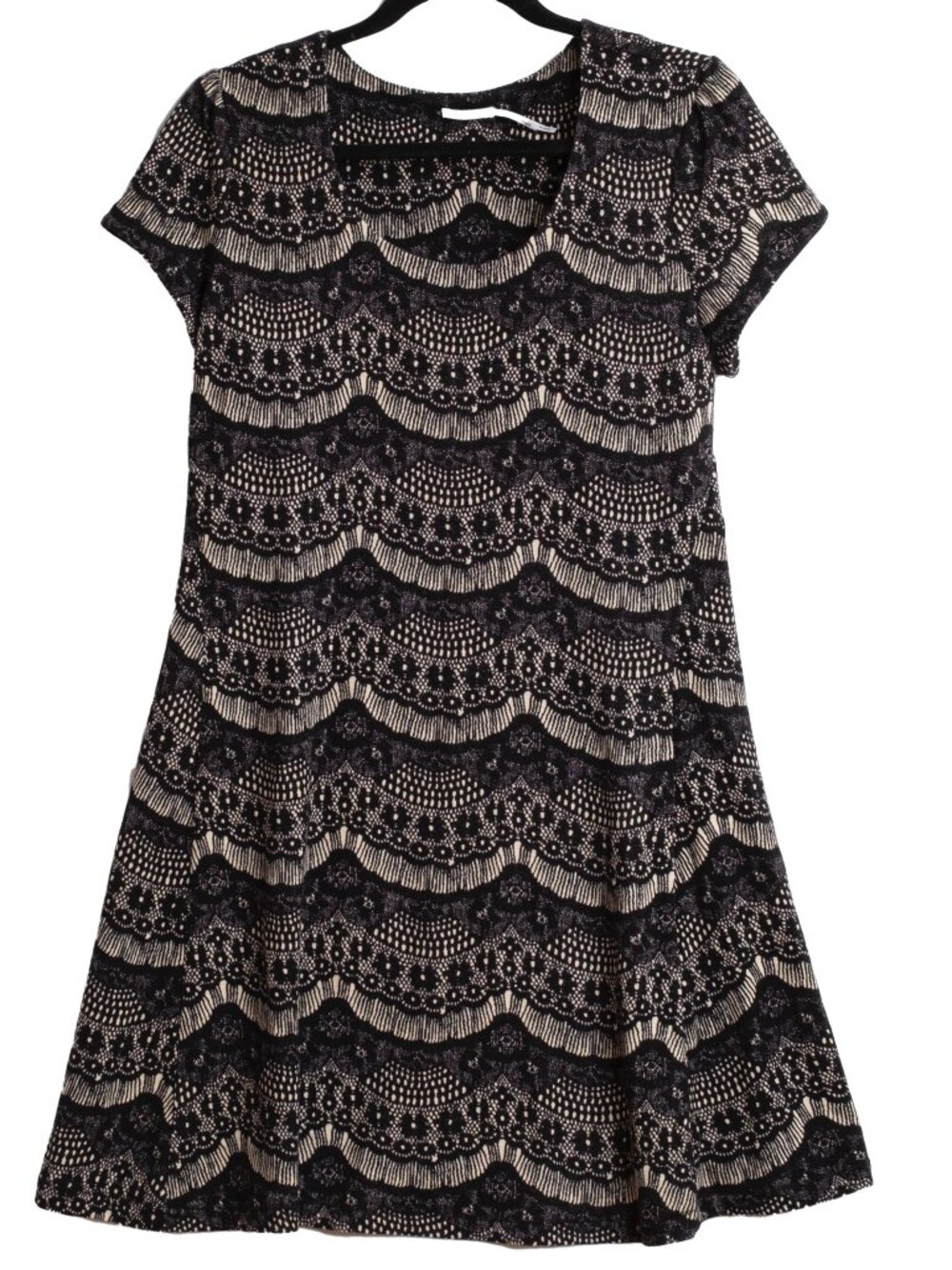 Kimchi Blue Urban Outfitters Black & Cream Lace Print MIni Dress Size Large